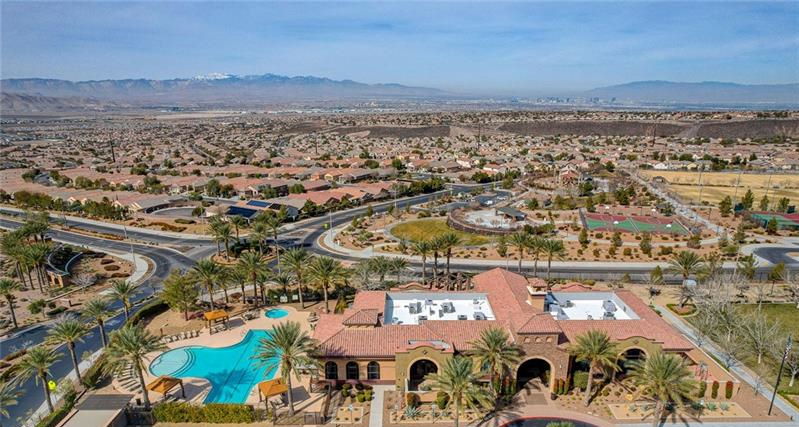Community pool and amenities in Provence Country Club in Madeira Canyon, Henderson NV