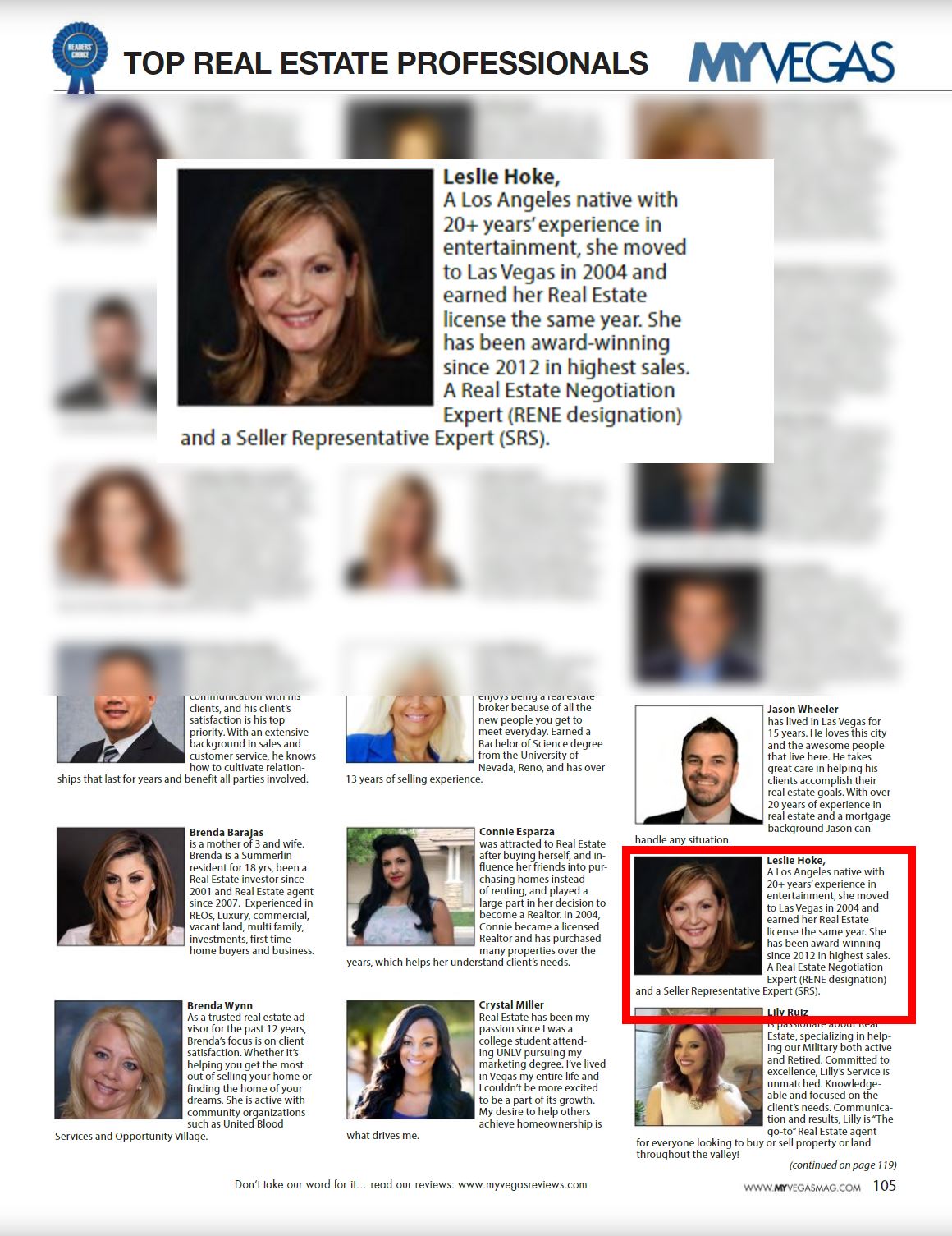 Leslie Hoke Voted among top real estate professionals by MYVEGAS Magazine