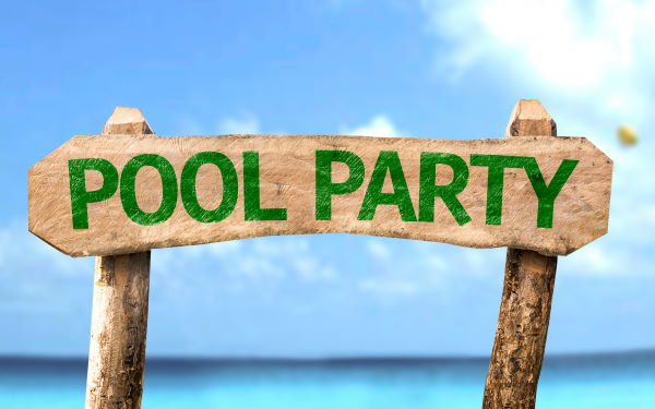 Pool party sign